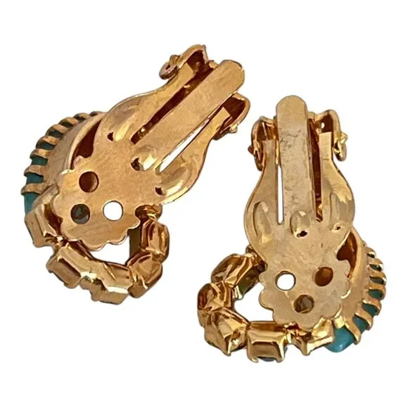 Vintage Brooch & Earrings Set Rhinestones Blue Demi-Parure MCM 9B